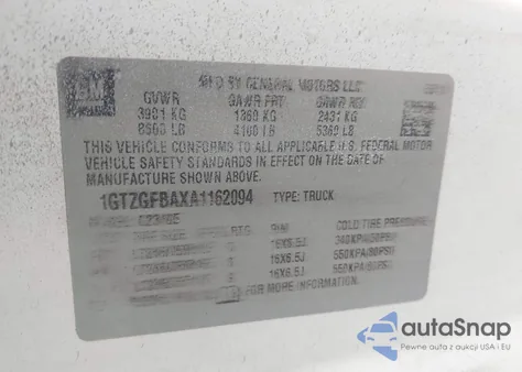 2010 GMC Savana 2500 Work Van from USA, damaged, VIN 1GTZGFBAXA1162094